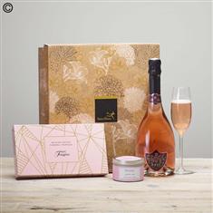 Sparkling Rose, Salted Caramel Truffles and Candle Gift Set