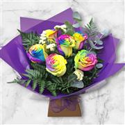 Rainbow rose handtied